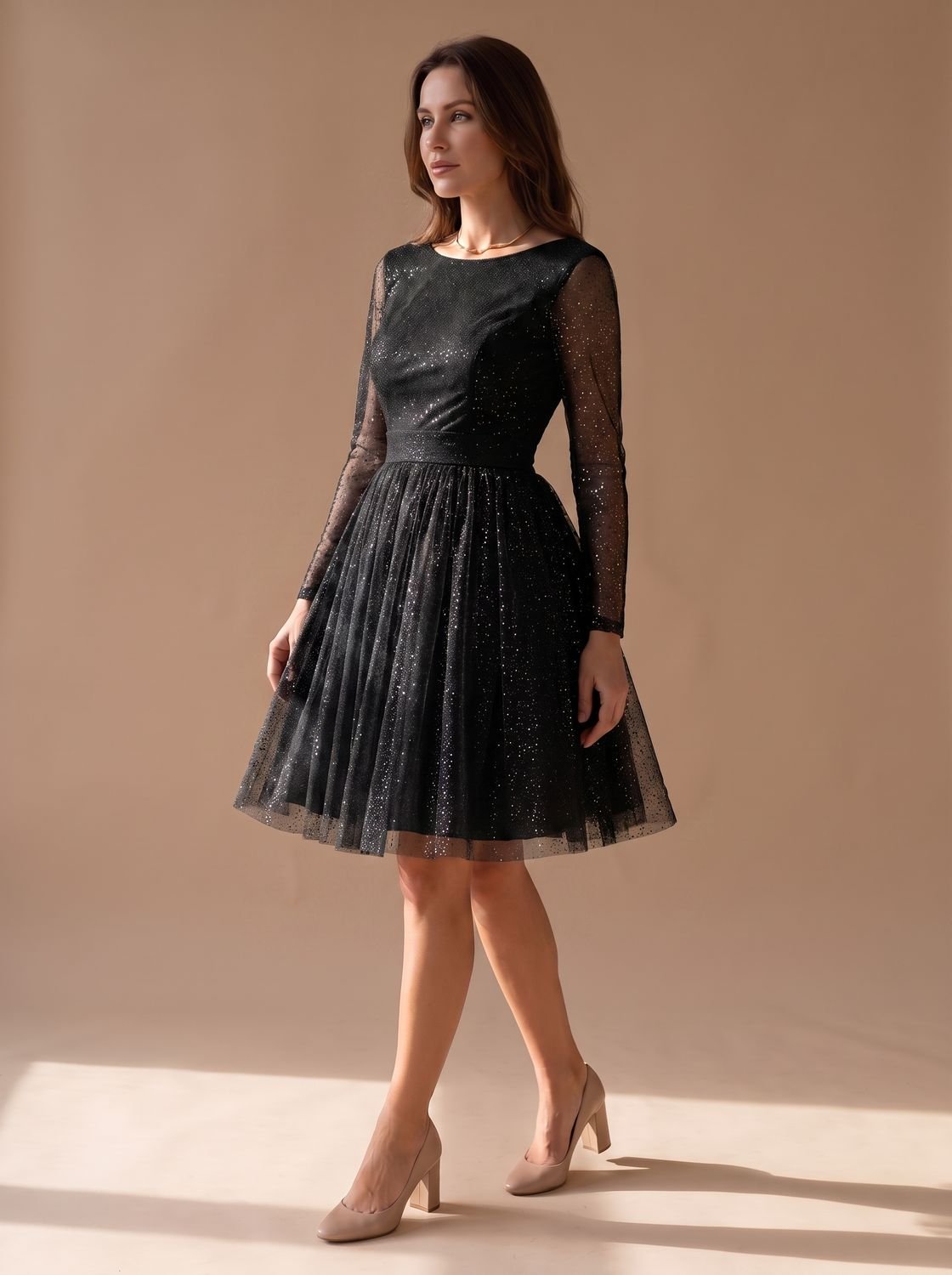 Colores disponibles del vestido de fiesta de tul con purpurina para mujer