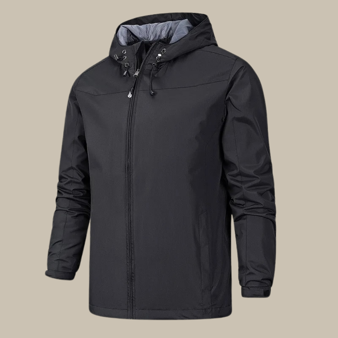 Detalle de la capucha ajustable del abrigo GRIMWALD para hombre