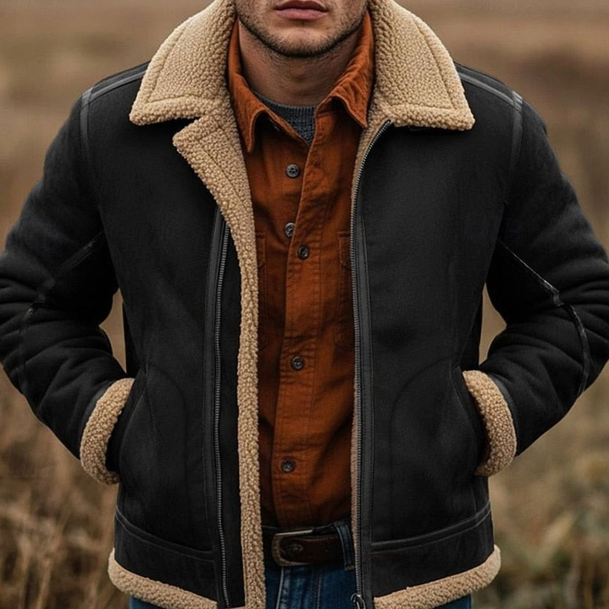 Bolsillos frontales con cremallera de la chaqueta aviador GRISWALD