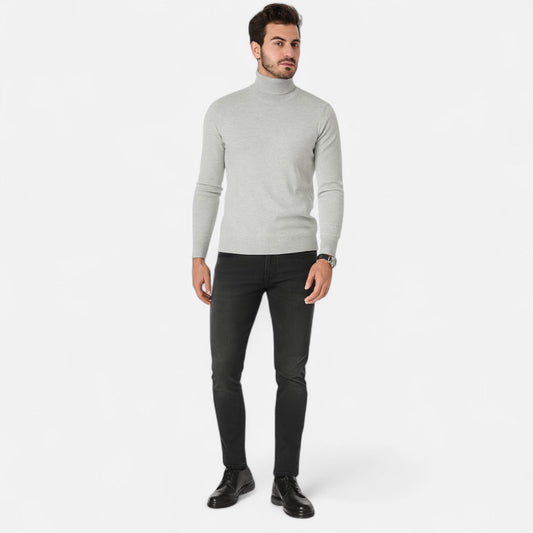 Jersey de cuello alto en lana para hombre, modelo HALDOR, estilo clásico