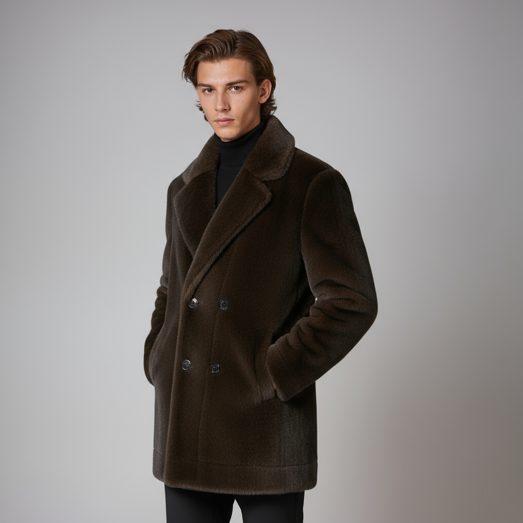 Hombre luciendo el abrigo de invierno HAROLD estilo gabardina