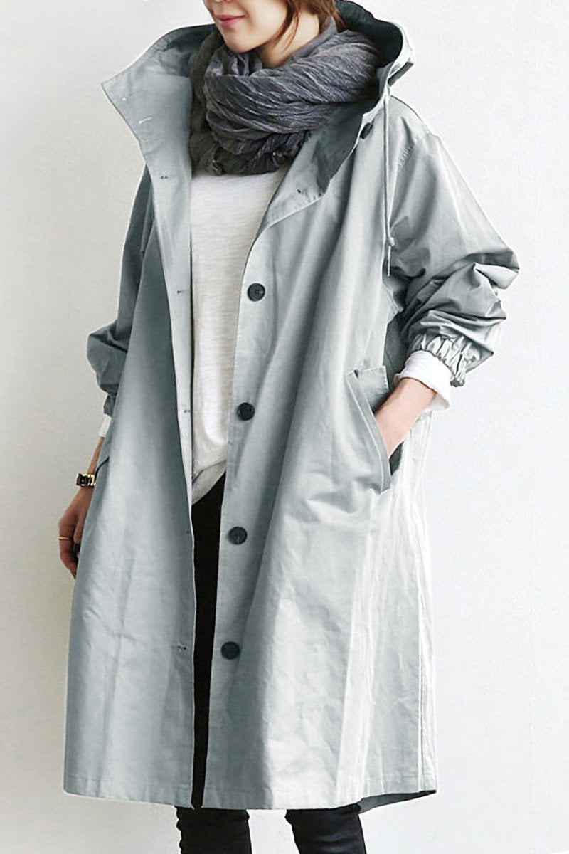 Trench impermeable de mujer IMPERVIA con capucha y cinturón ajustable