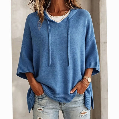 Sudadera IONNA de punto con capucha y cordón ajustable para mujer, fit relajado