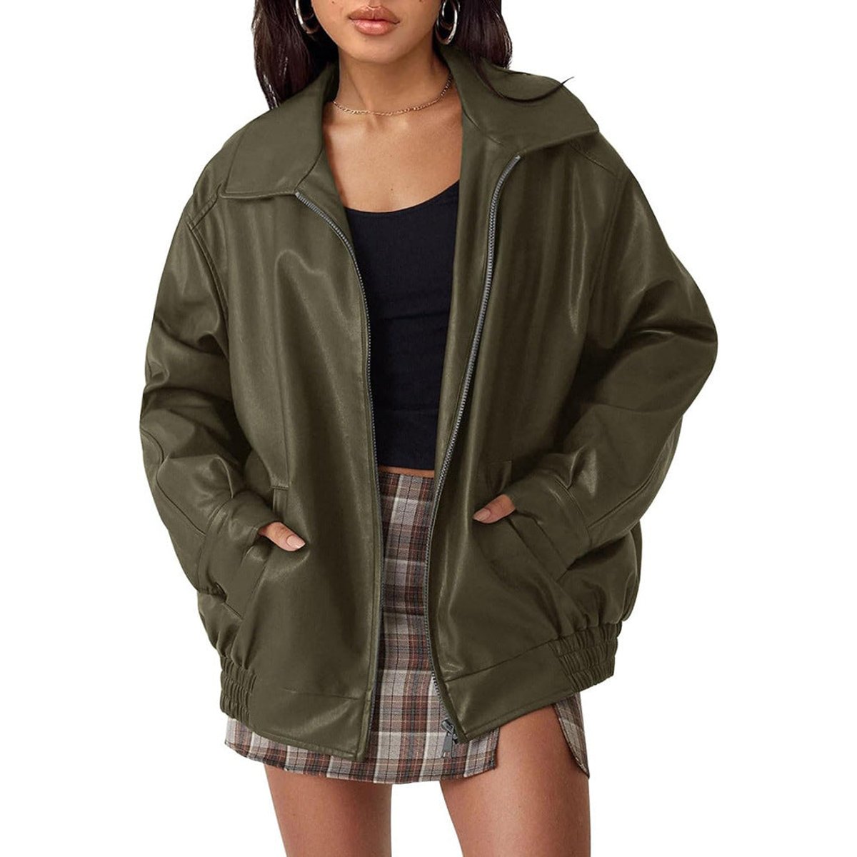 Chaqueta bomber JOVENA color negro con cremallera