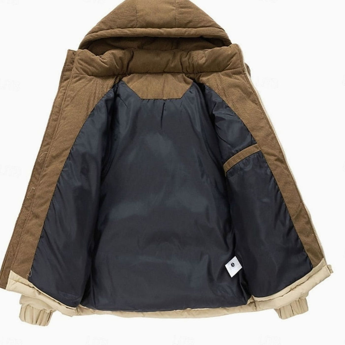 Bolsillos laterales seguros de la chaqueta acolchada con capucha para hombre