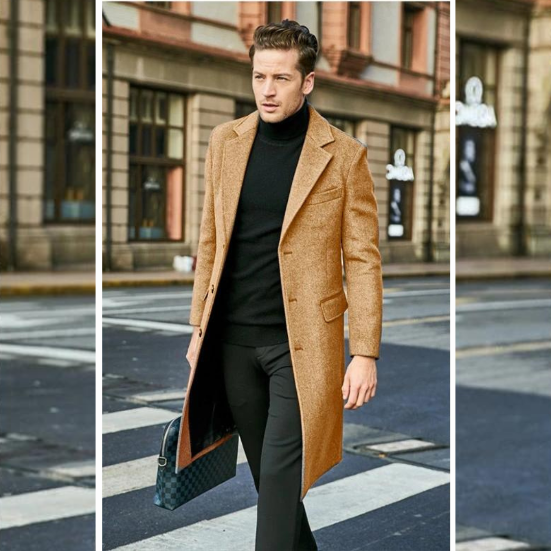 Modelo con abrigo KELVREN en ambiente urbano de invierno