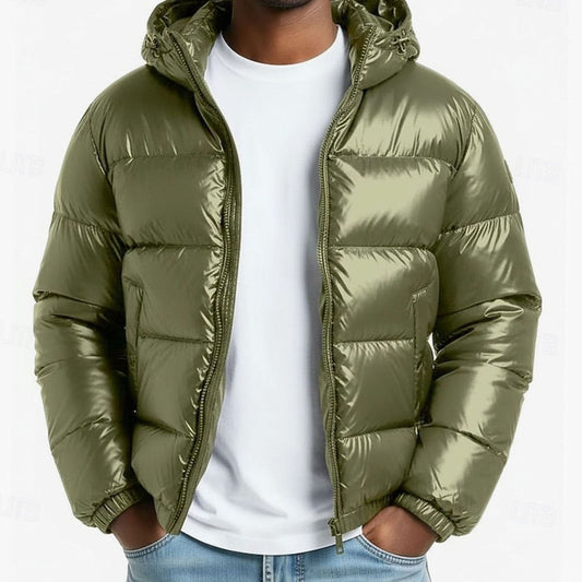 Chaqueta acolchada con capucha KENAI para hombre, acabado efecto charol