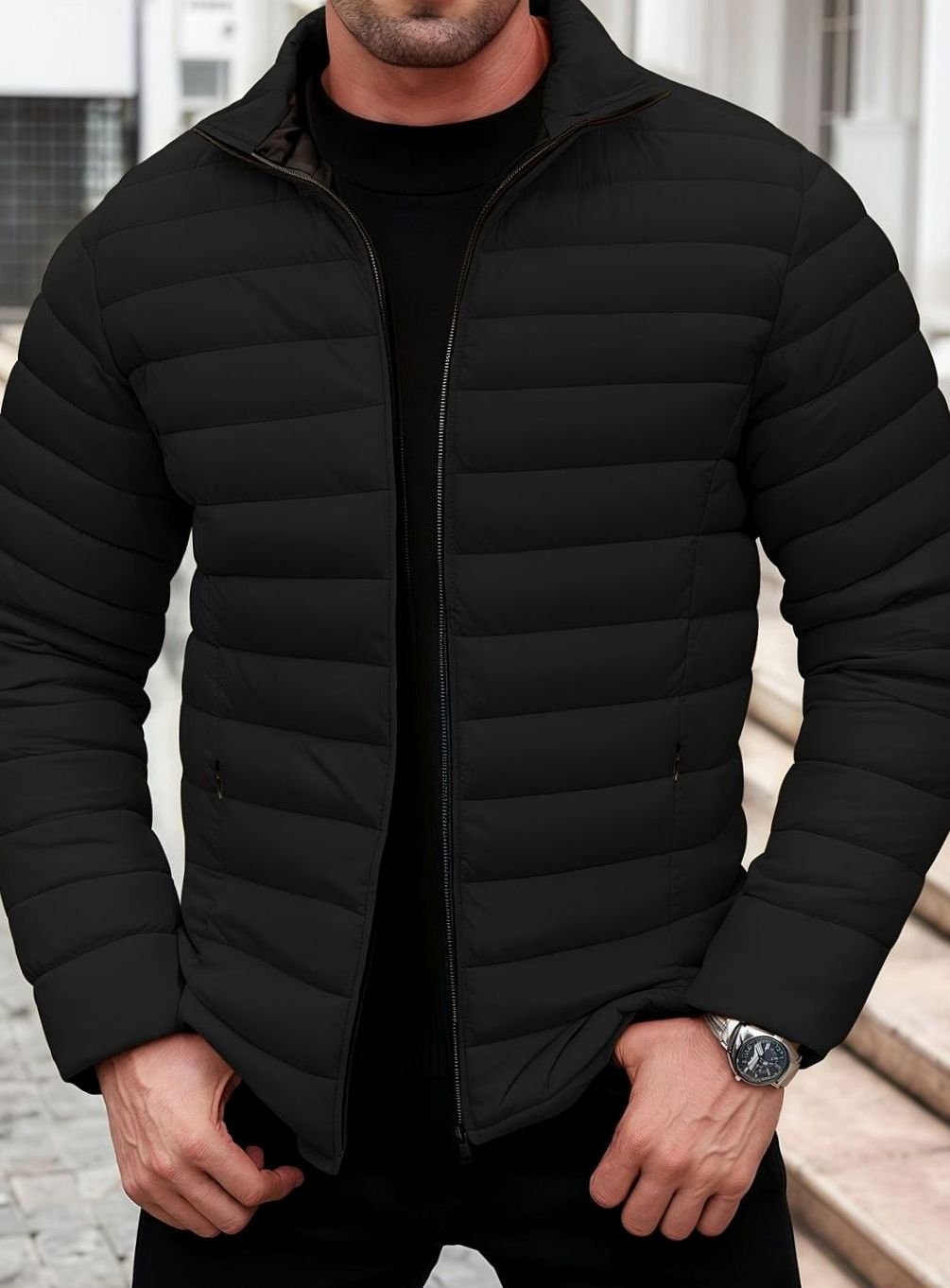 Chaqueta KESTON combinada con jersey de cuello alto