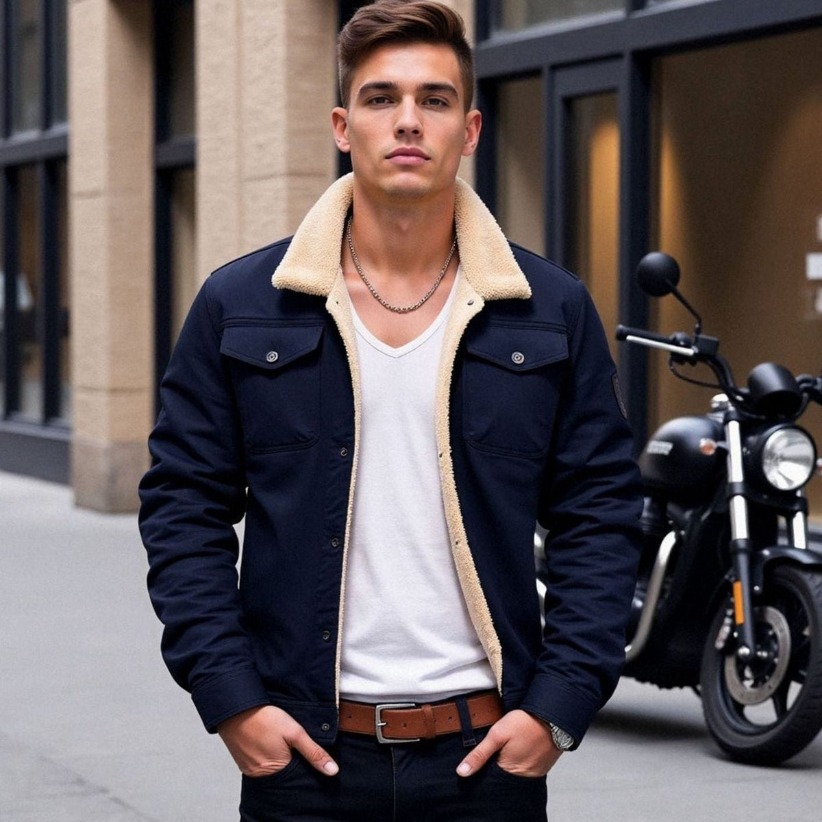 Chaqueta de invierno para hombre KODIAK con forro sherpa y corte relajado