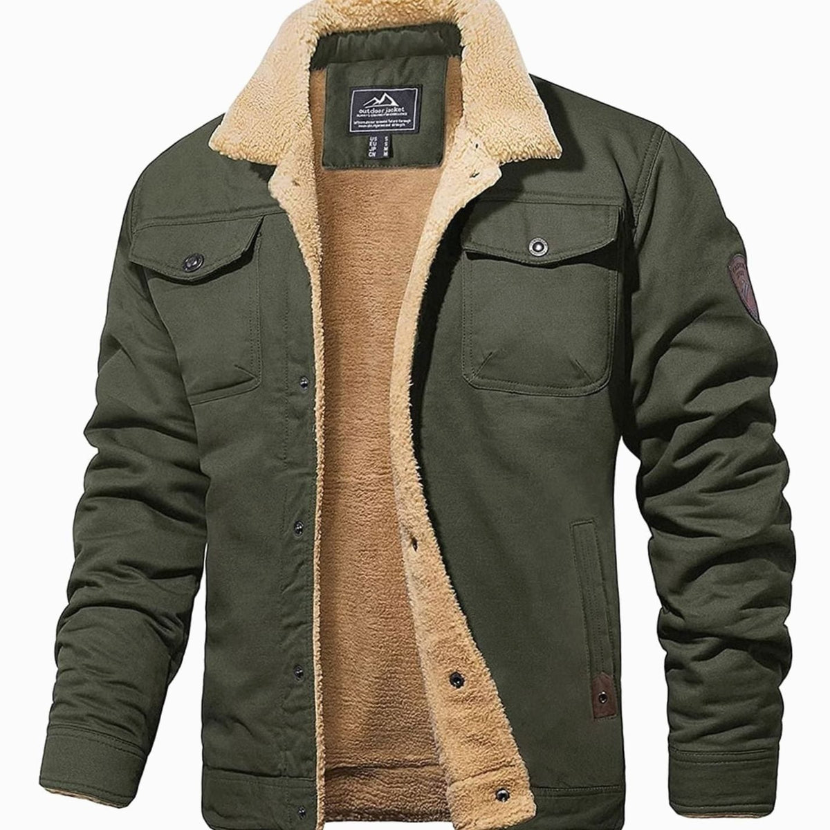 Chaqueta de invierno hombre en color caqui vista de espalda