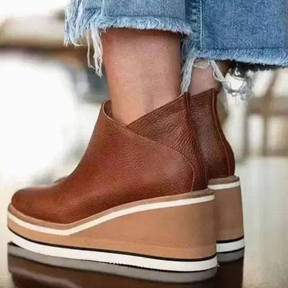 Botín Chelsea de cuña con plataforma para mujer, vista lateral