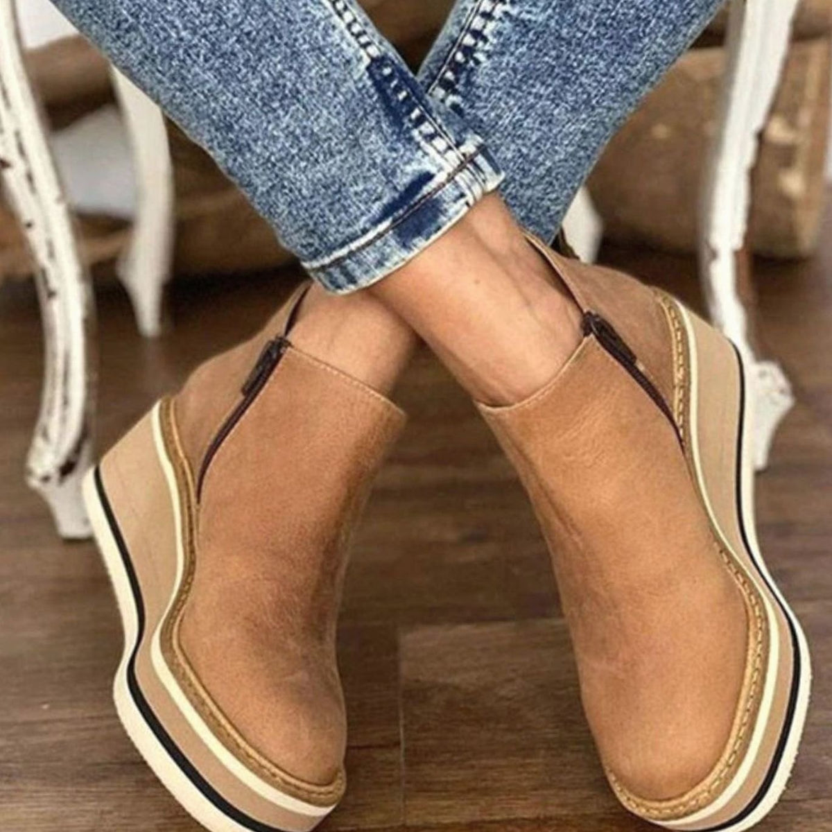Botines Chelsea slip-on, diseño tobillero para mujer