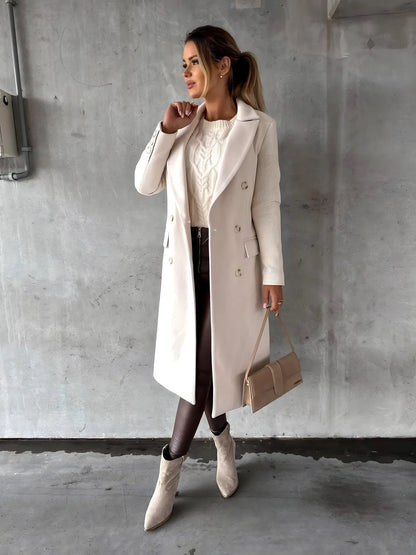 Abrigo largo de mujer para otoño e invierno en color albaricoque