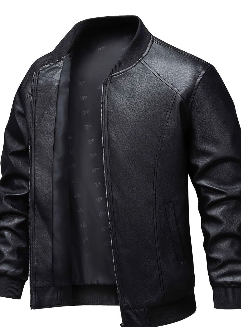 Puños acanalados de la cazadora bomber negra para hombre