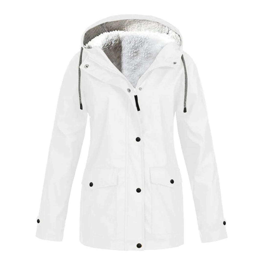 Detalle del forro de lana suave del abrigo impermeable MERILANNE