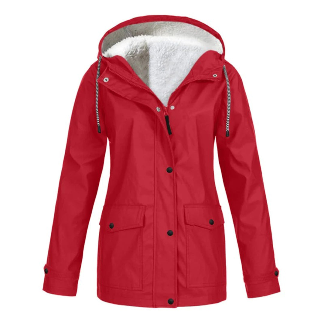 Vista trasera del abrigo impermeable MERILANNE con corte elegante