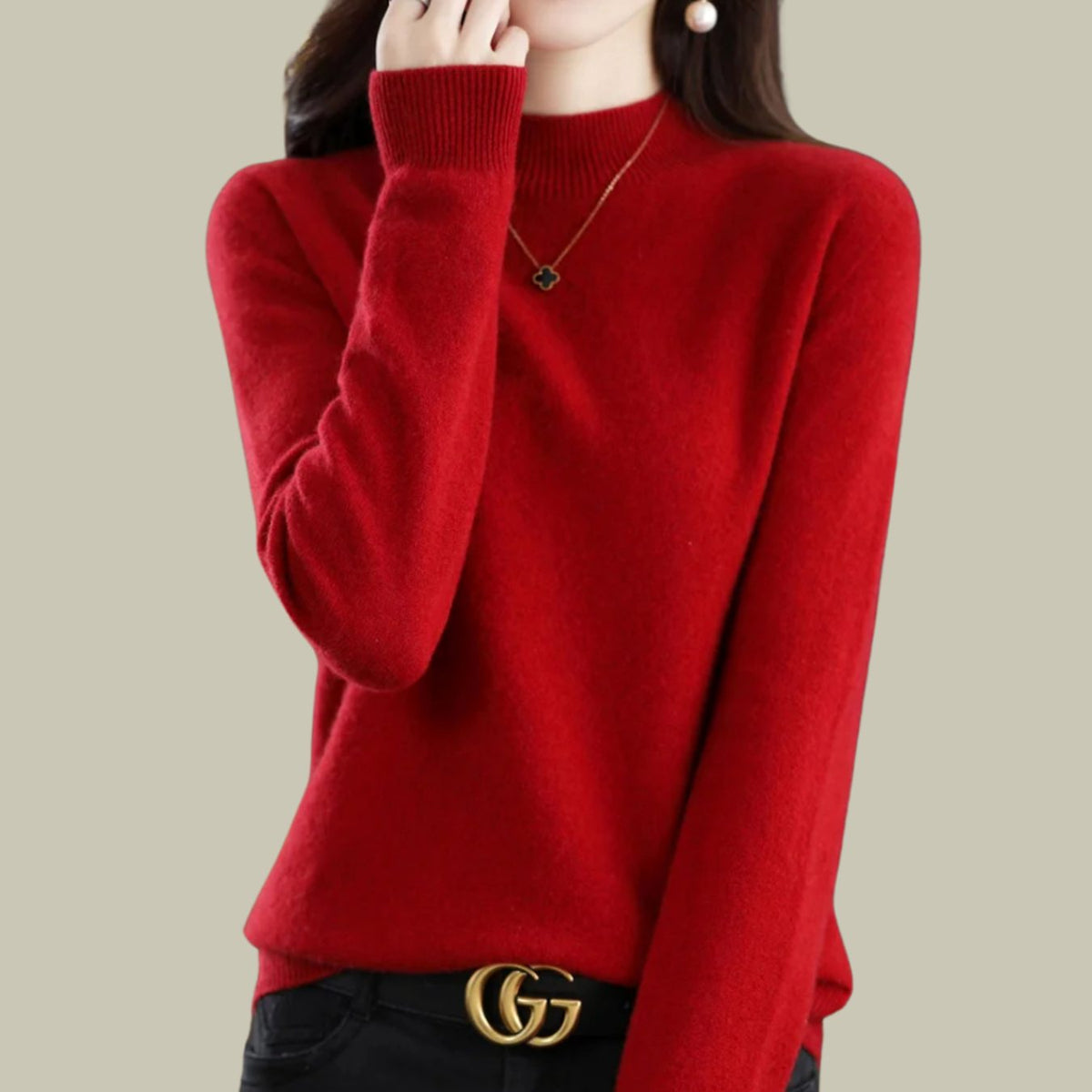 Jersey MERINELLE llevado con falda midi para un look de fin de semana