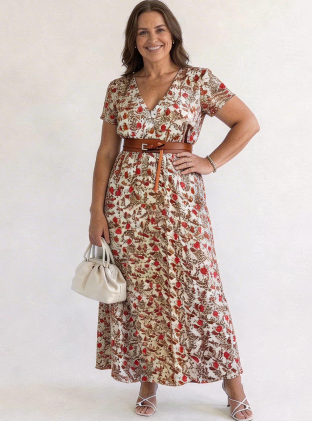 Vestido midi estampado floral visto de frente