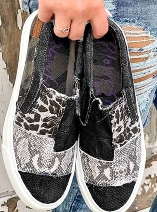 Zapatillas de mujer con estampado mixto leopardo y piel de serpiente