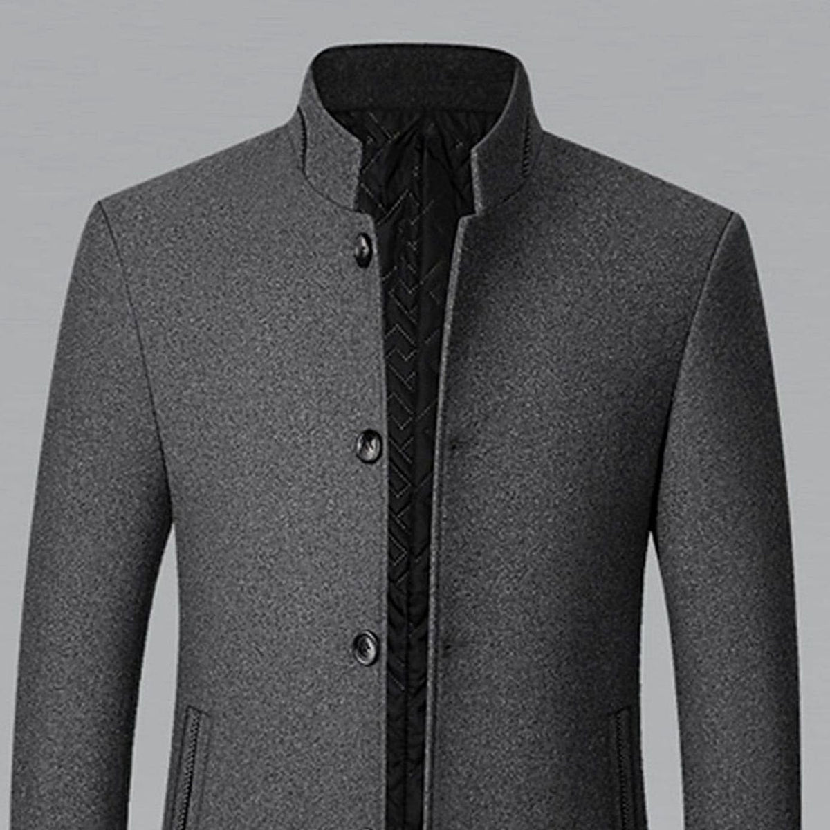 Abrigo de paño hombre en color negro con cuello alto