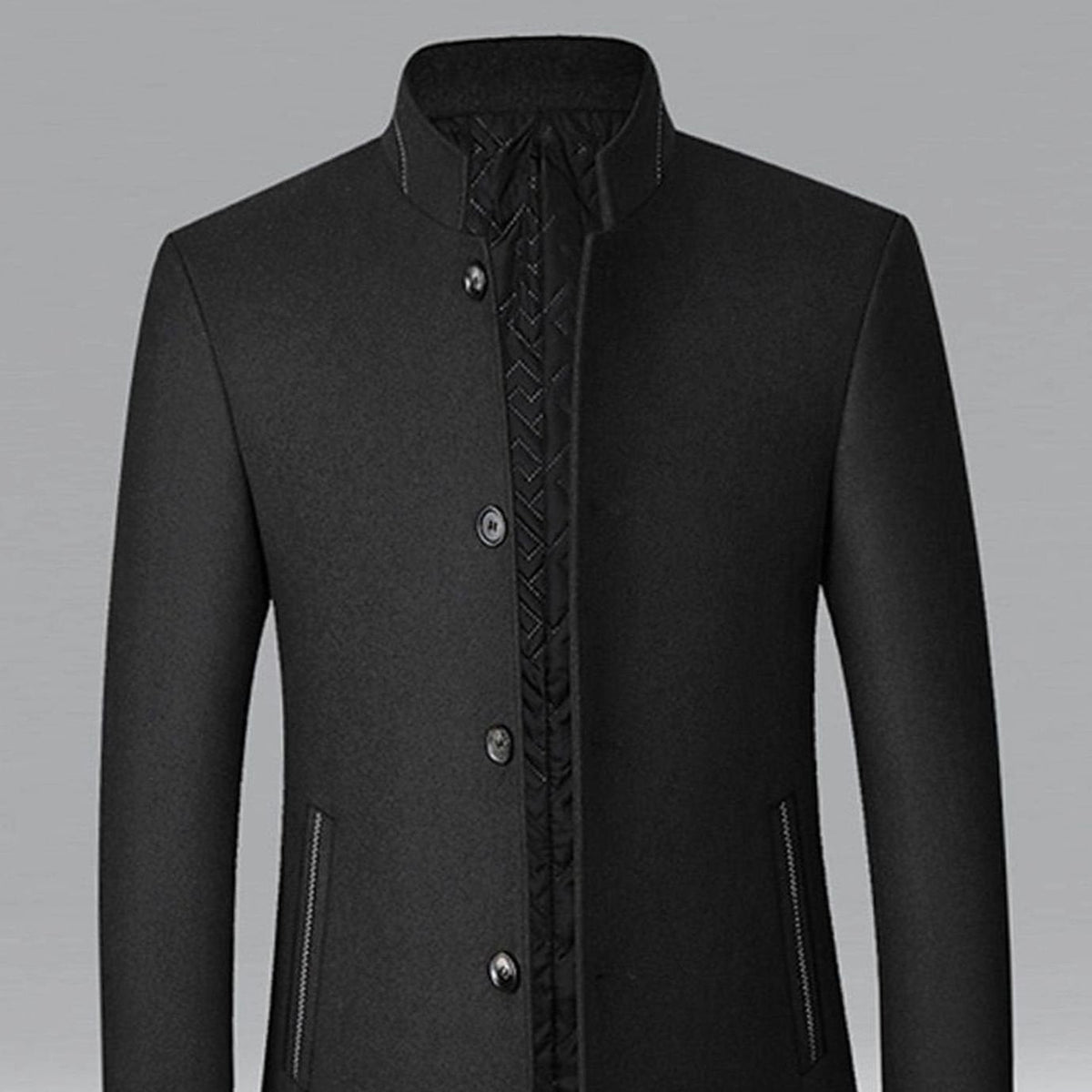 Abrigo de paño hombre en color gris con cuello alto