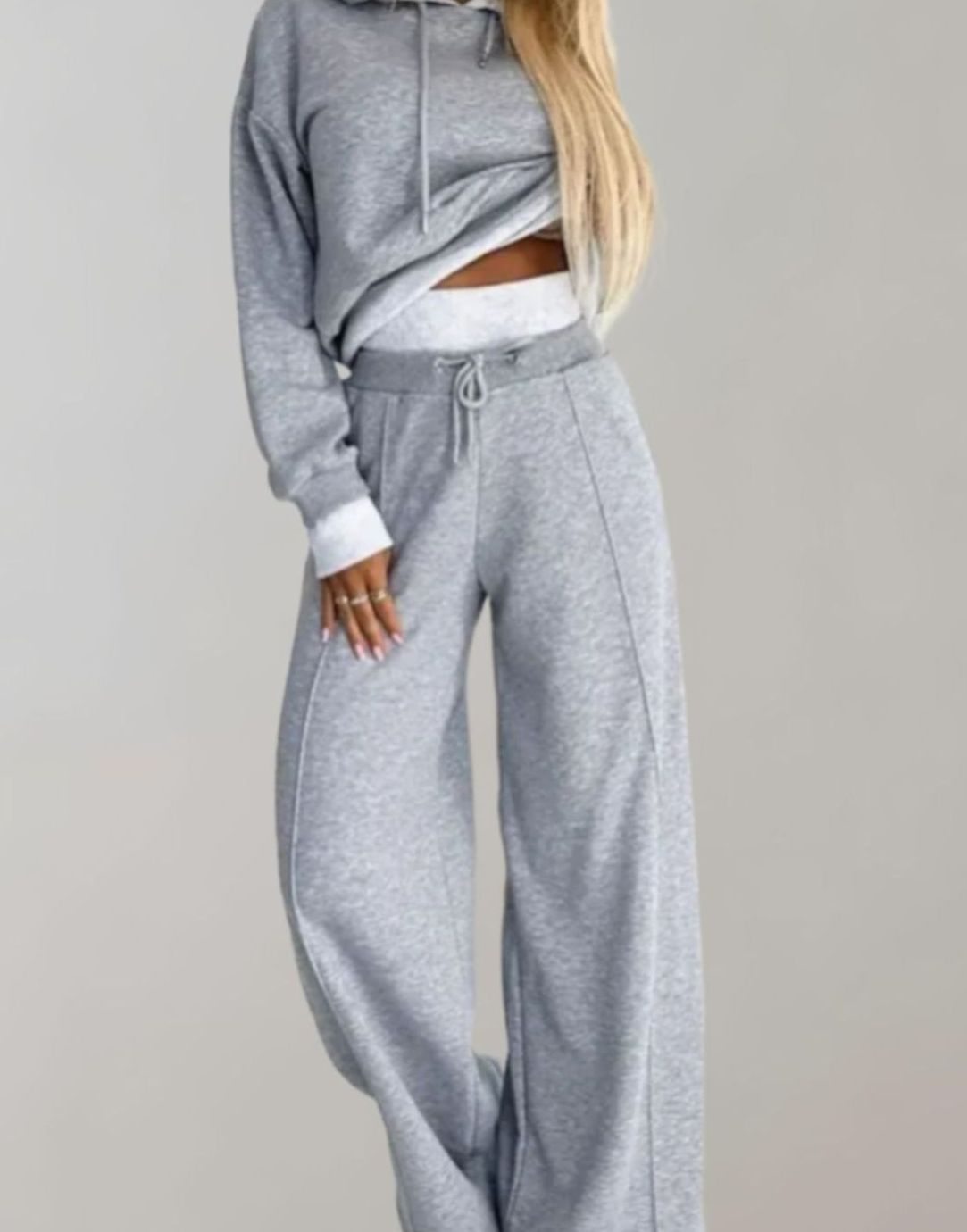 Pantalón ancho de talle alto con cintura de cordón ajustable