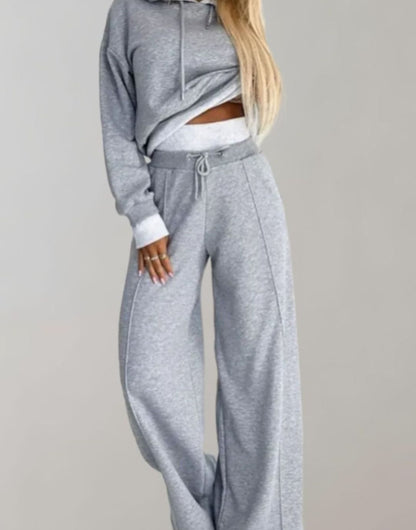 Pantalón ancho de talle alto con cintura de cordón ajustable