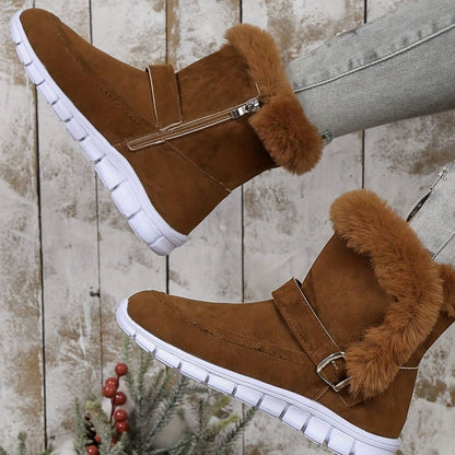 Botines de nieve mujer en color gris con hebilla plateada