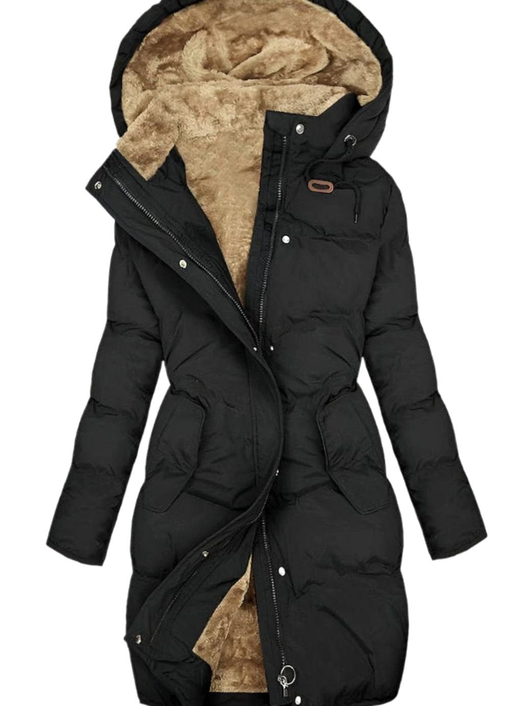 Detalle del forro polar interior y cremallera de la parka NÓRDICA
