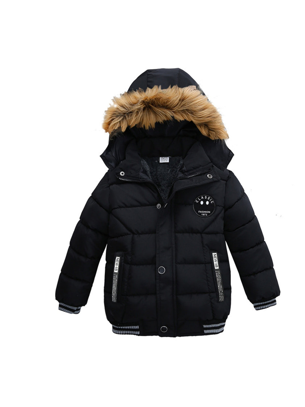 Abrigo NORDIK para niños en color negro con bolsillos laterales