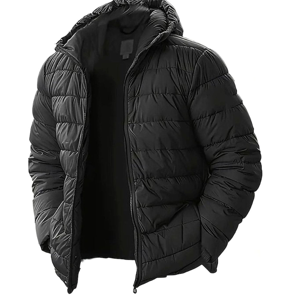 Chaqueta acolchada con capucha ORVINN en negro para hombre, vista frontal