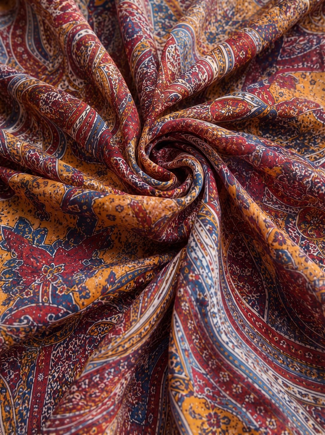 Caída fluida del vestido largo PALOURA con estampado paisley boho