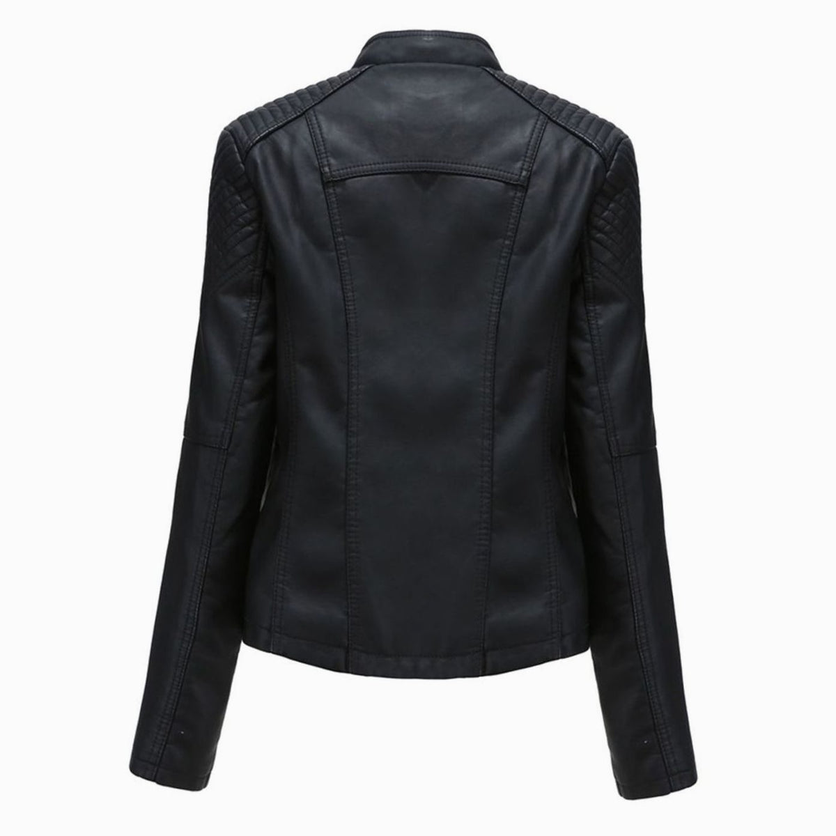 Chaqueta biker RAVEN de mujer en piel sintética con cierre asimétrico