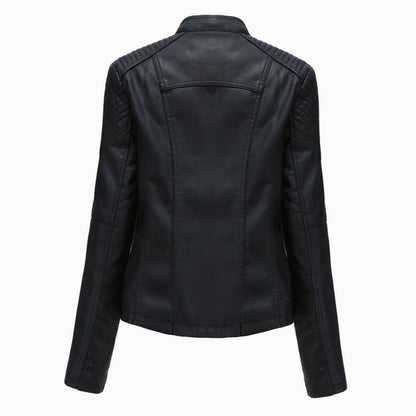 Chaqueta biker RAVEN de mujer en piel sintética con cierre asimétrico