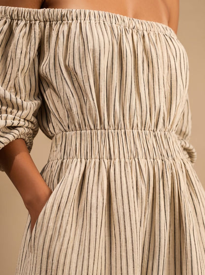 Mangas largas holgadas del vestido de lino RAYENNE estilo boho