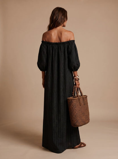 Silueta fluida del vestido maxi boho RAYENNE en color beige