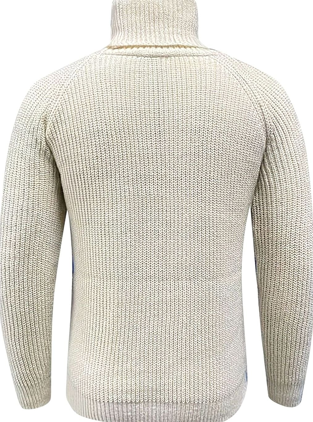 Jersey de punto canalé beige combinado con pantalón chino para look casual