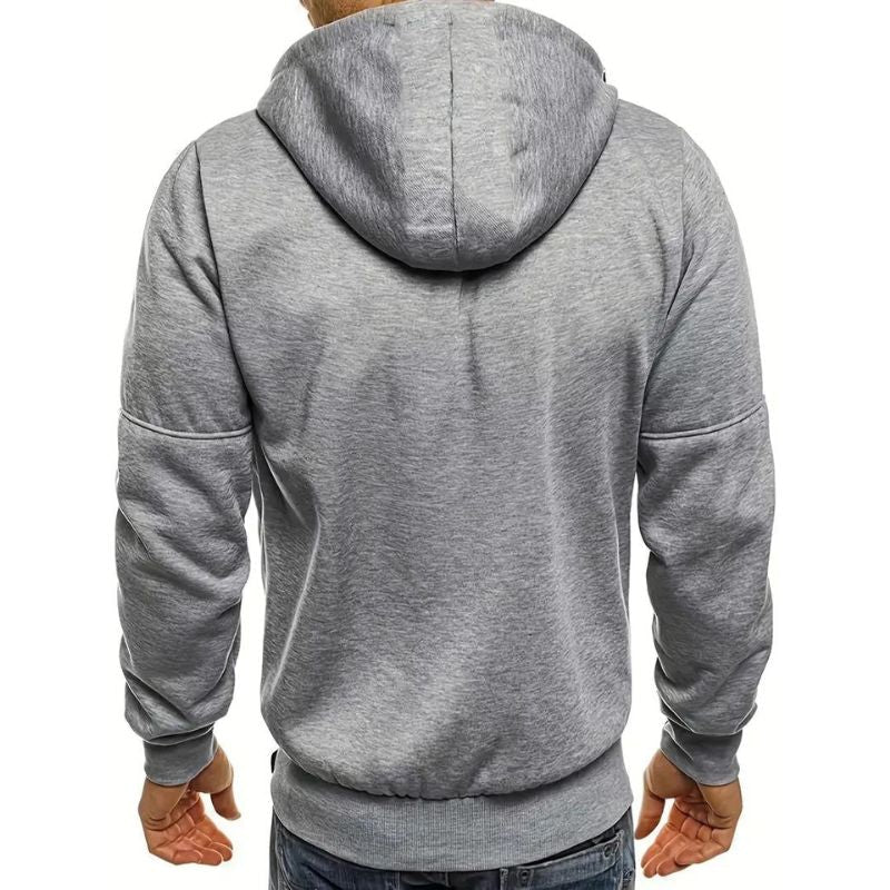 Detalle de la cremallera frontal de la sudadera RENZKO para hombre