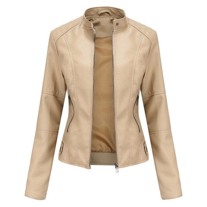 Chaqueta moto mujer RIVENNA con cuello alto y cremallera frontal