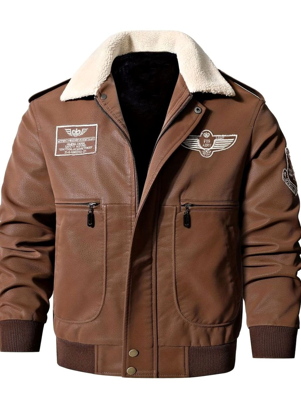 Chaqueta aviador en color marrón café para hombre