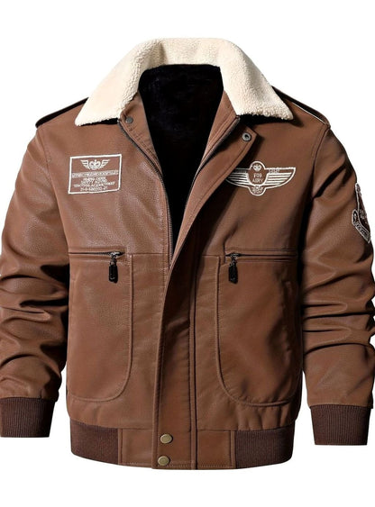 Chaqueta aviador en color marrón café para hombre