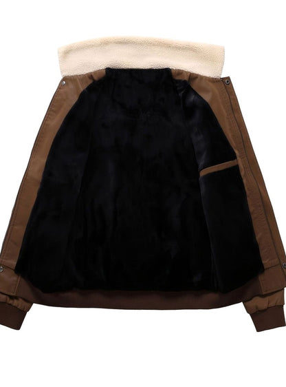 Chaqueta bomber combinada con jersey de cuello redondo