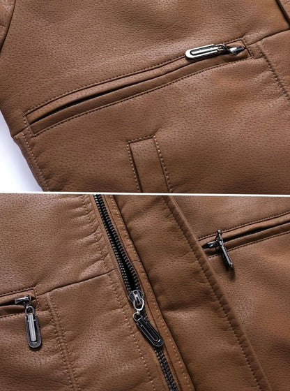 Vista lateral de la chaqueta aviador con cuello sherpa