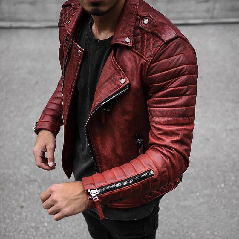 Bolsillos laterales con cremallera de la chaqueta biker ROURKE para hombre