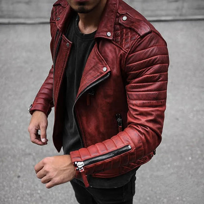 Bolsillos laterales con cremallera de la chaqueta biker ROURKE para hombre