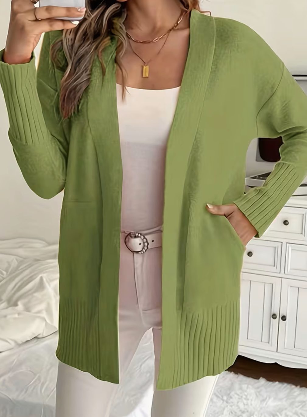 Cárdigan SARELUNE con diseño abierto sin botones ni cremallera