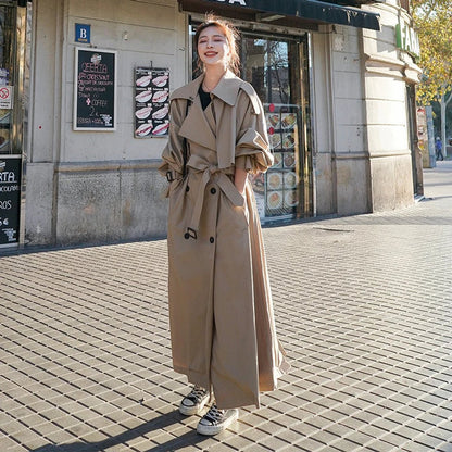 Trench coat oversized cruzado en color khaki para mujer