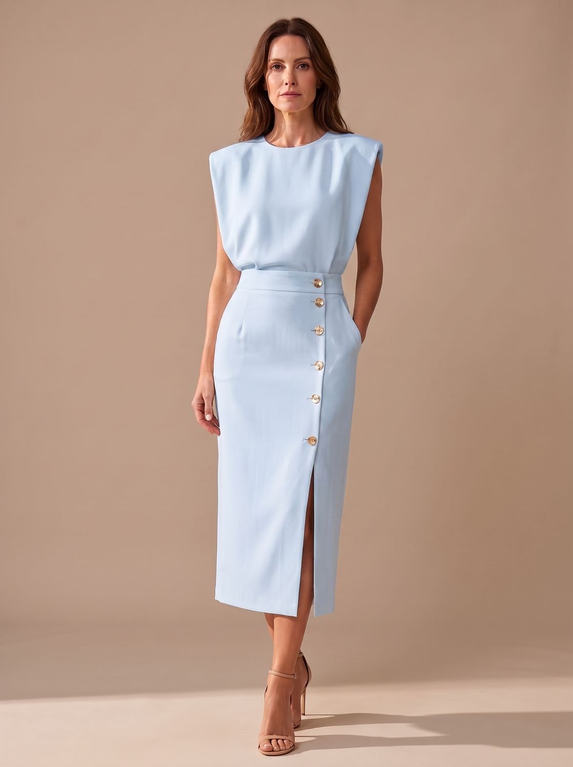 Vestido midi SERELITH combinado con tacones para un look de fiesta