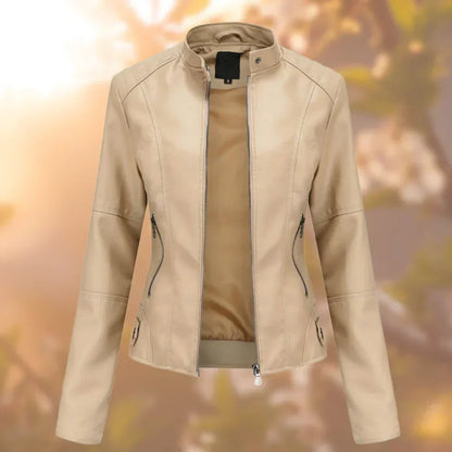Chaqueta moto mujer en color rojo con diseño atemporal