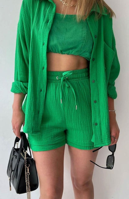 Conjunto SOLENTA en tono khaki para look casual de verano